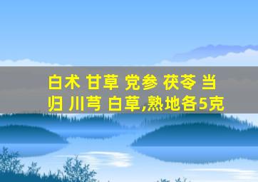 白术 甘草 党参 茯苓 当归 川芎 白草,熟地各5克